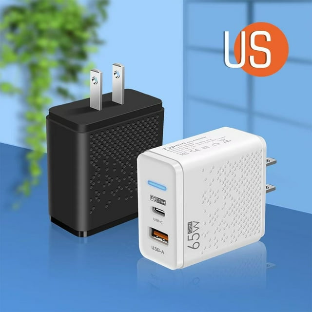 Uscallm 2Pcs USB C Charger 5V2.4A Wall Adapter, Dual Port USB A and Type C Fast Charging Plug with LED Indicator, Compact Travel Power Block for Android Phone Tablet Mouse Headphone