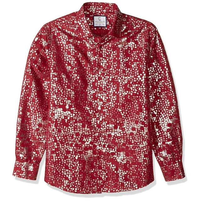 Azaro Uomo Chemise Habillée Brillante pour Homme Grande Taille, Sans Plis, Décontractée, Boutonnée, Non Rentrée, Ancre Dorée Bleu Marine, 4TG