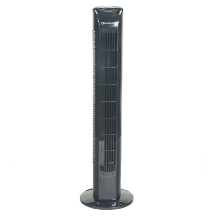 Comfort Zone 30 in. 3-Speed Oscillating Black Tower Fan with Remote
