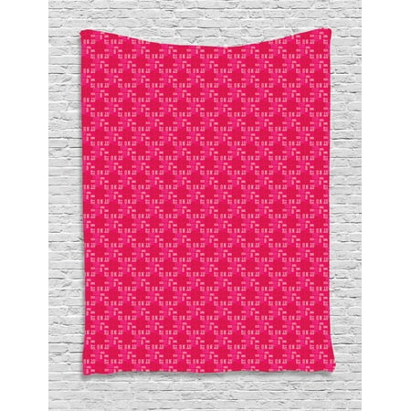 Boston Tapestry, Upside Down Messy Arrangement of Boston Letters on Pink Background, Wall Hanging for Bedroom Living Room Dorm Decor, 40W X 60L Inches, Hot Pink Magenta and Pink, by (Best Way To Cool Down A Hot Room)