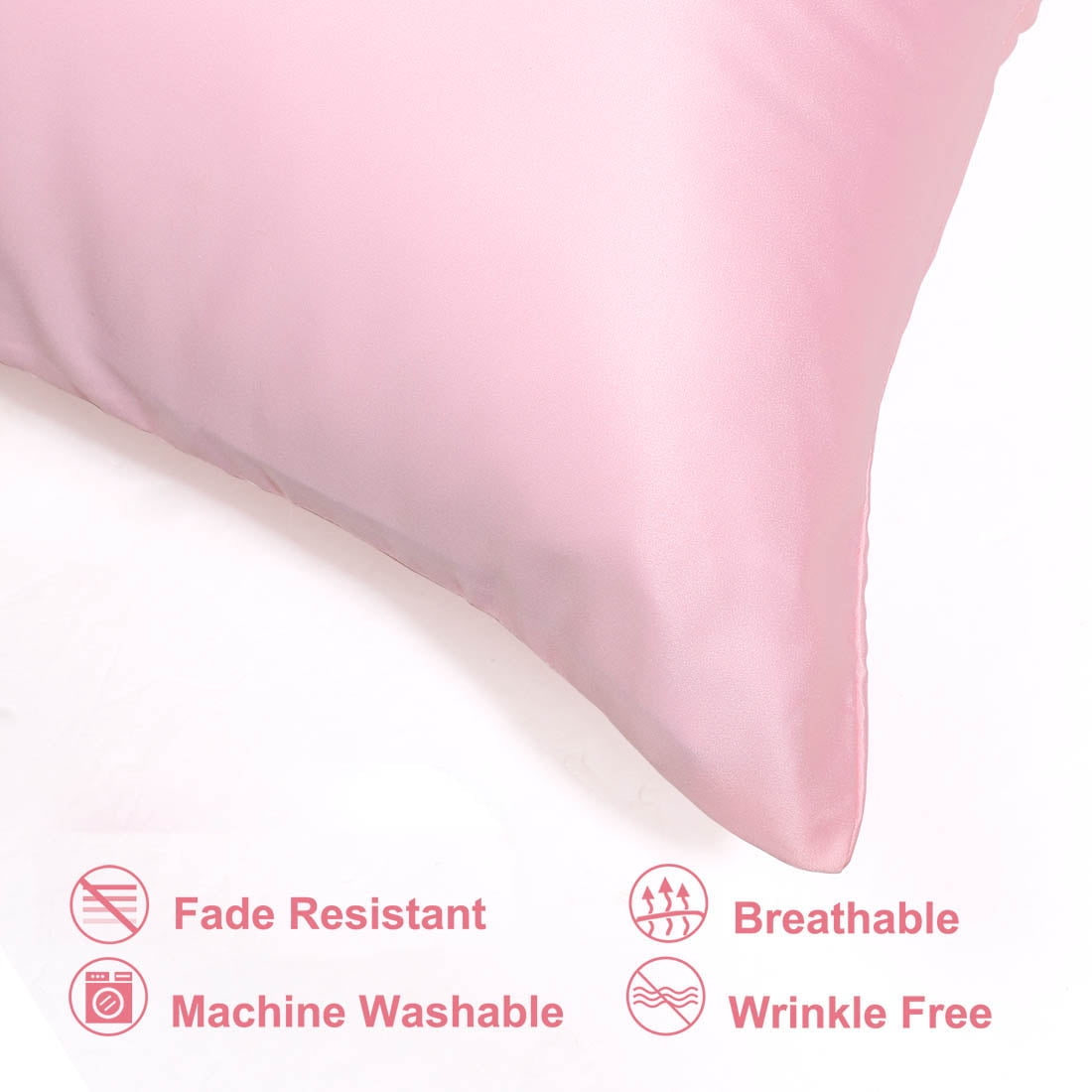 Unique Bargains Set of 4 Silky Satin Pillowcases Pillow Cover Blush Travel