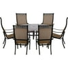 Hanover Manor 7-Piece Outdoor Dining Set in Cedar with 6 Contoured Chairs and 60" Round Cast-Top Table