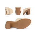 thumbnail image 2 of BLISSFUL STEP Open Toe Platform Block Heel Slides Sandals for Women Beige 5.5, 2 of 7