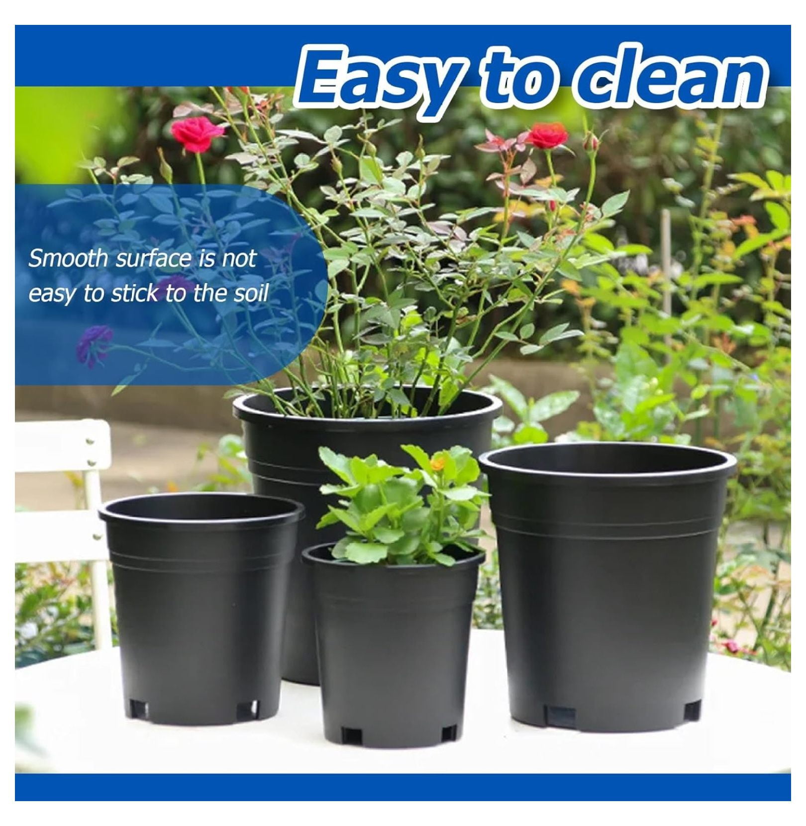 10-Pack 3.6 Gallon Premium Black Pot Plant Container Garden Planter Pots (3.6 Gallon)