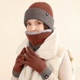 thumbnail image 5 of PENGXIANG Warm Knitting Gloves Hat Three Piece Scarf Wool Reversible Color Ear Protector Winter Suit, 5 of 5