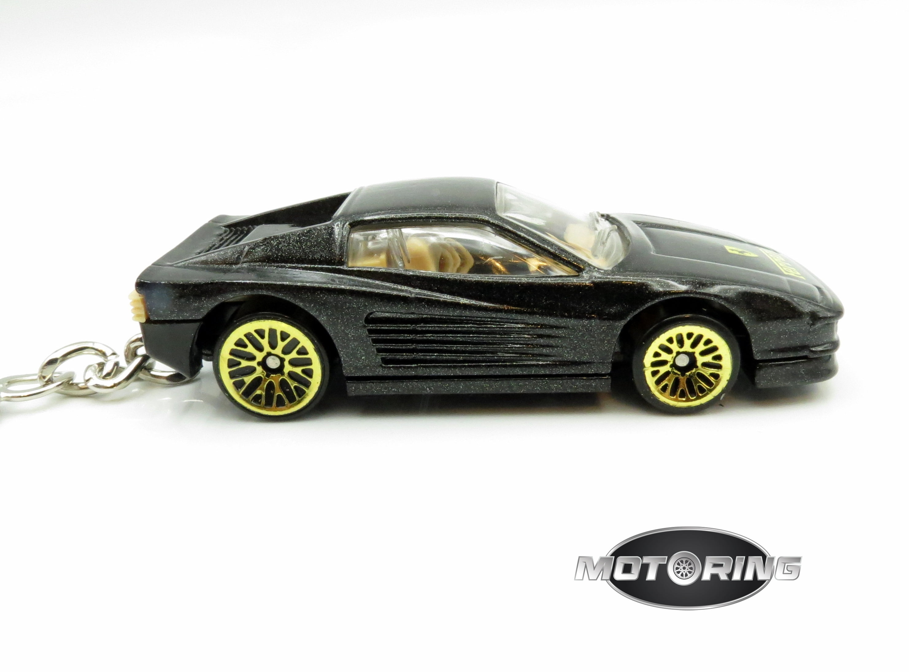 Keychain Ferrari Testarossa Black Car Rare Novelty 1:64 Diecast Key Ring