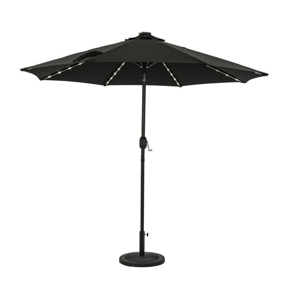 Mirage II Fiesta 9-ft Octagon Market Umbrella with Solar LED Tube Lights - Black - Breez-Tex Canopy