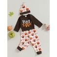thumbnail image 3 of Wassery Baby Thanksgiving Clothes for Boys Girls Infant 3PCS Casual Fall Outfit 6M 12M 18M 24M Newborn Long Sleeve Romper Top +Turkey Sweatpants +Hat, 3 of 9