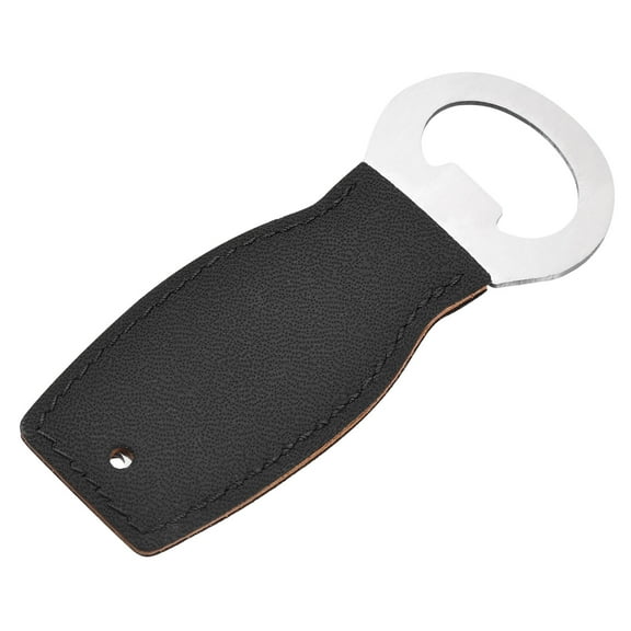 Bottle Opener, 1pcs 4" - Stainless Steel Beer Opener with Leather Handle for Bar, Kitchen, Restaurant (Black)