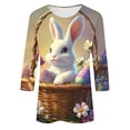 thumbnail image 5 of TaTaai Womens Daily Easter Printed Blouse 3/4 Sleeve Round Neck Casual Loose Fit T Shirt Fashion Pullover Soft Stretchy Comfortable Top for Spring Outing Gift, 5 of 5