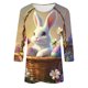 thumbnail image 5 of TaTaai Womens Daily Easter Printed Blouse 3/4 Sleeve Round Neck Casual Loose Fit T Shirt Fashion Pullover Soft Stretchy Comfortable Top for Spring Outing Gift, 5 of 5