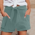 thumbnail image 2 of Chbgutlmr Summer Shorts for Women Belt Elastic Waisted Casual Loose Fold over Beach Vacation Shorts Pockets, 2 of 5