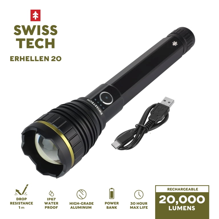 Swiss Tech Erhellen 20 Rechargeable LED Flashlight, 20000 Lumen photo 1