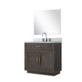 thumbnail image 6 of Abbey 36" W Brown Oak Vanity Carrara Marble Top, 34" Mirror and Faucet Set, 6 of 6