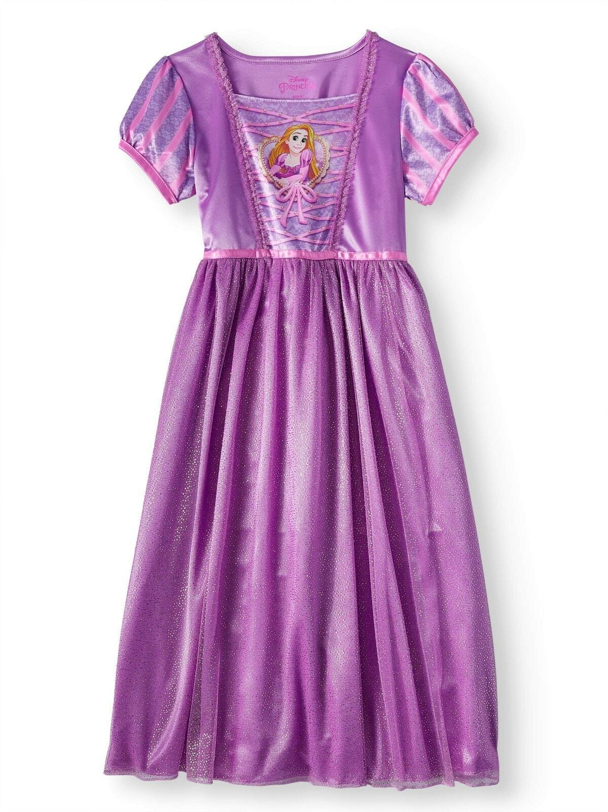 Disney Princess Rapunzel Belle Short Sleeve Nightgown Pajama Girl Size 7/8 