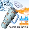 thumbnail image 5 of OBREWU Dachshund Footprint Bone-1 Tumbler with Handle and Lid,Dachshund Footprint Bone-1 40oz Double Wall Vacuum Insulated Tumbler,Cups Gift for Women and Men, 5 of 7