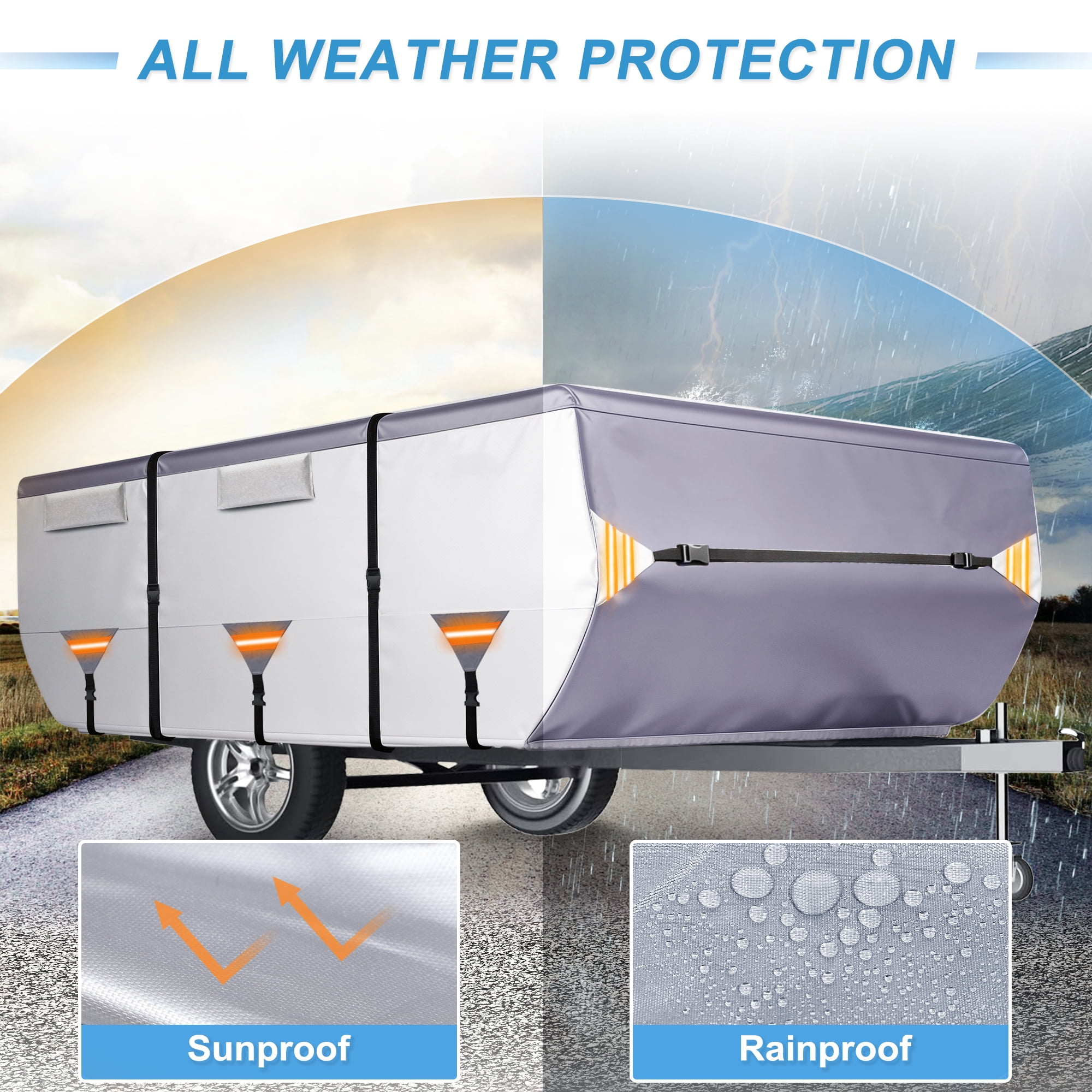 Unique Bargains Folding Camper Tent Travel Trailer RV Cover 12ft-14ft