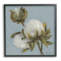 Stupell Industries Cotton Flower Blooms Painting Botanical & Floral Painting Black Framed Art Print Wall Art
