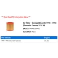 thumbnail image 2 of Air Filter - Compatible with 1990 - 1992 Chevy Camaro 3.1L V6 1991, 2 of 2