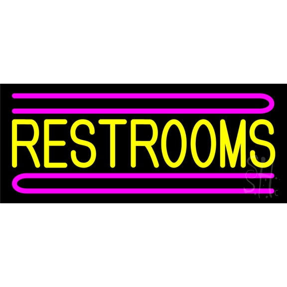 Restrooms LED Neon Sign 6 x 15 - inches, Clear Edge Cut Acrylic Backing, with Dimmer - Bright and Premium built indoor LED Neon Sign for Bar decor.