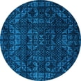 thumbnail image 1 of Ahgly Company Indoor Round Abstract Light Blue Modern Area Rugs, 4' Round, 1 of 4