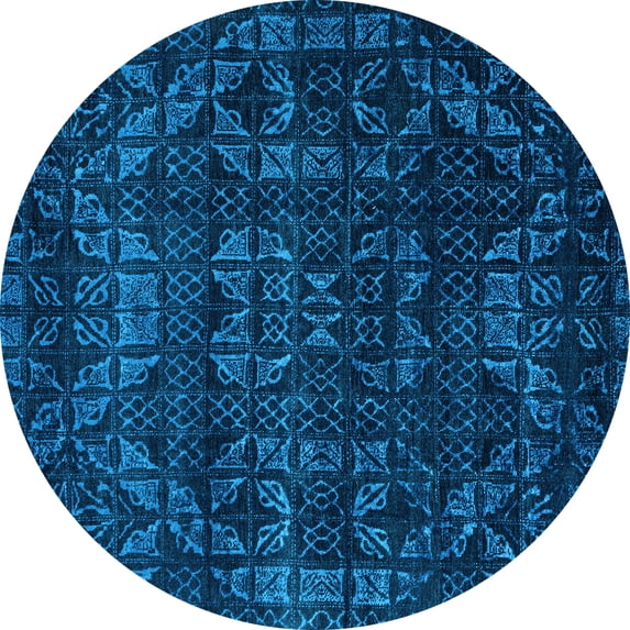 Ahgly Company Indoor Round Abstract Light Blue Modern Area Rugs, 4' Round