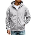 thumbnail image 2 of Zenithor Men's Hooded Windbreaker Jacket Zip Up Rain Coat Solid Long Sleeve Elastic Cuffs Pockets Spring Fall Outdoor Outerwear Gray(XXS-3XL), 2 of 9