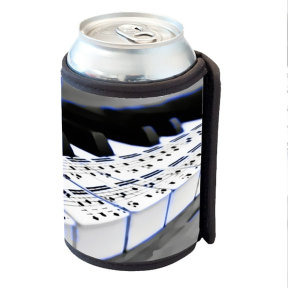KuzmarK Insulated Drink Can Cooler Hugger - Piano Key Sheet Music