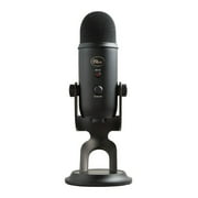 Blue Yeti USB Microphone (Blackout) Bundle with FocusPro Audio Headphones and Pop Filter (3 Items)