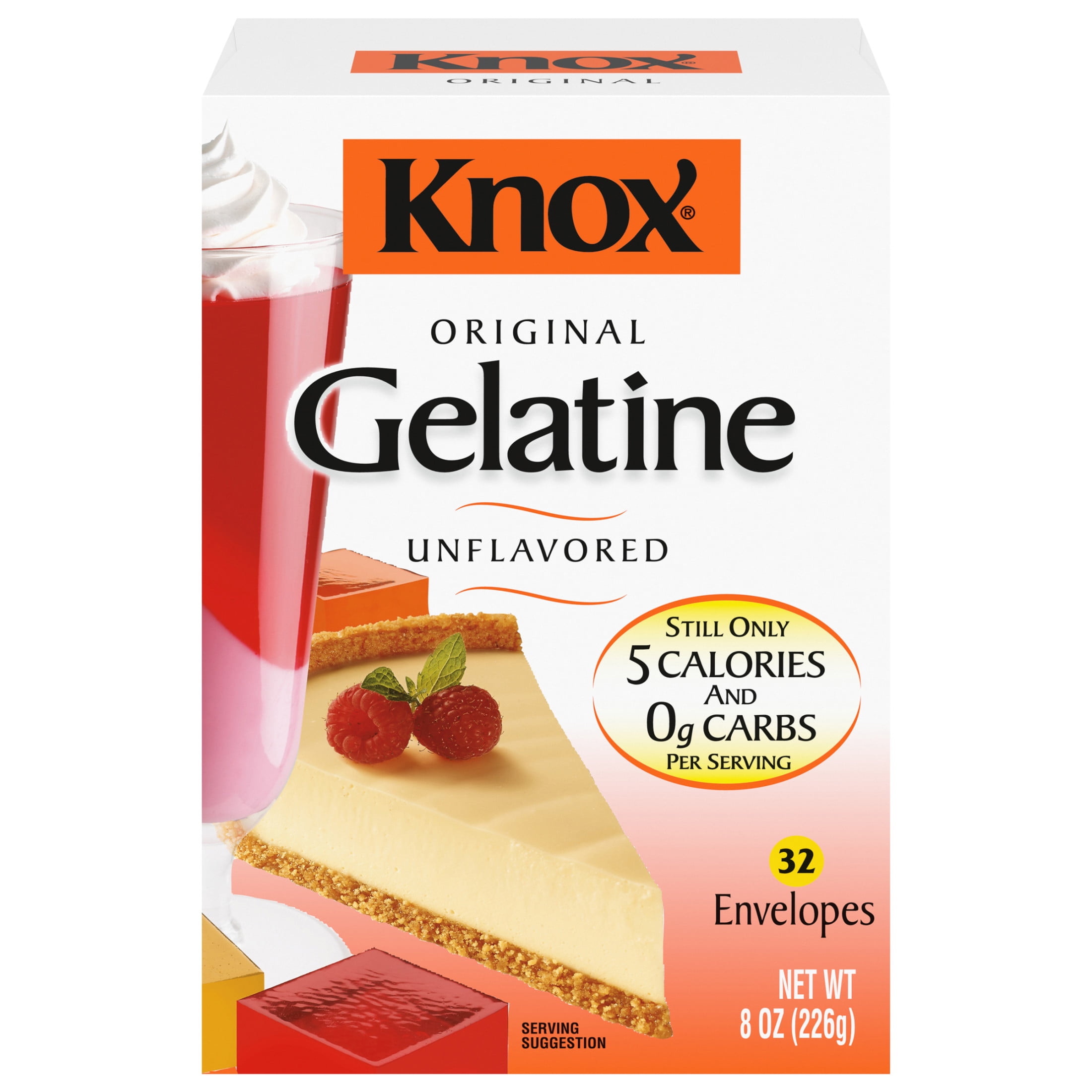 Knox Original Unflavored Gelatin Packets, 4 ct, Zero Calories