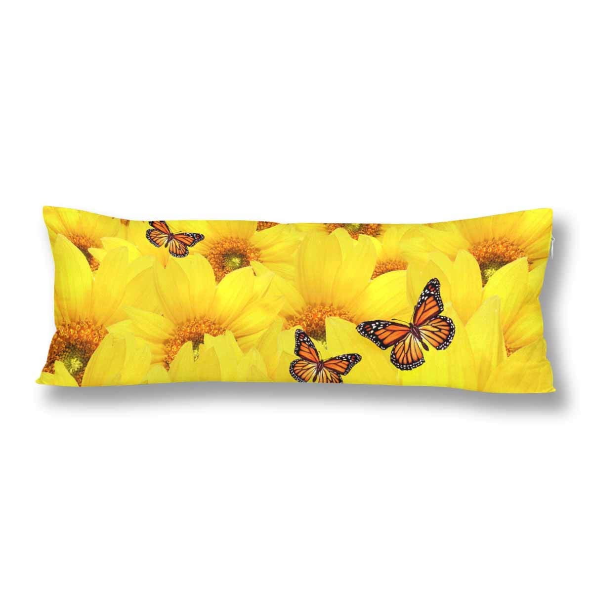 Gckg Yellow Warm Sunflower Butterfly Pillow Covers Pillowcase
