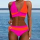 thumbnail image 4 of MKLEKYY Trajes De Baño Women High Waisted Bikini Sets Swimsuits Color Block Two Piece Drawstring Bathing Suit, 4 of 6