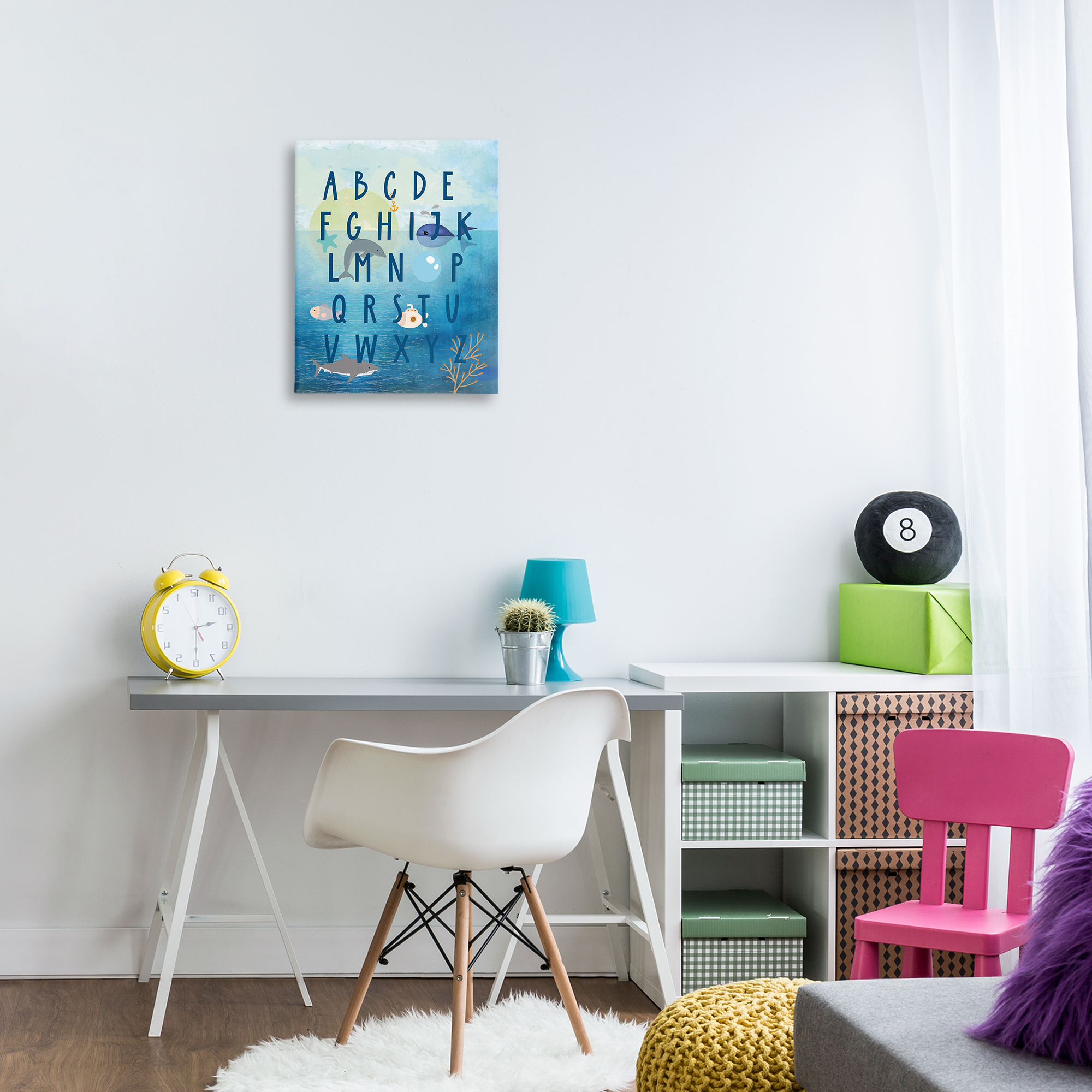 Stupell Industries Sea Creatures Alphabet Animals & Insects Painting Gallery Wrapped Canvas Art Print Wall Art, 16 x 20