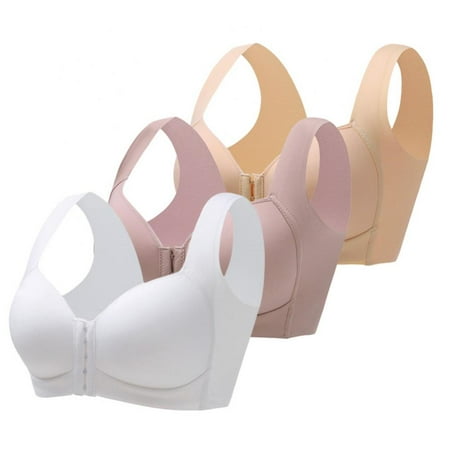 

3pcs Front Buckle Bra Women Seamless Bra Wild Wire Free Bra Back Smoothy Bra Push Up Tank Bra U-shape Vest Type Bra 3/4 Cup Bra Thin Mold Cup Bra