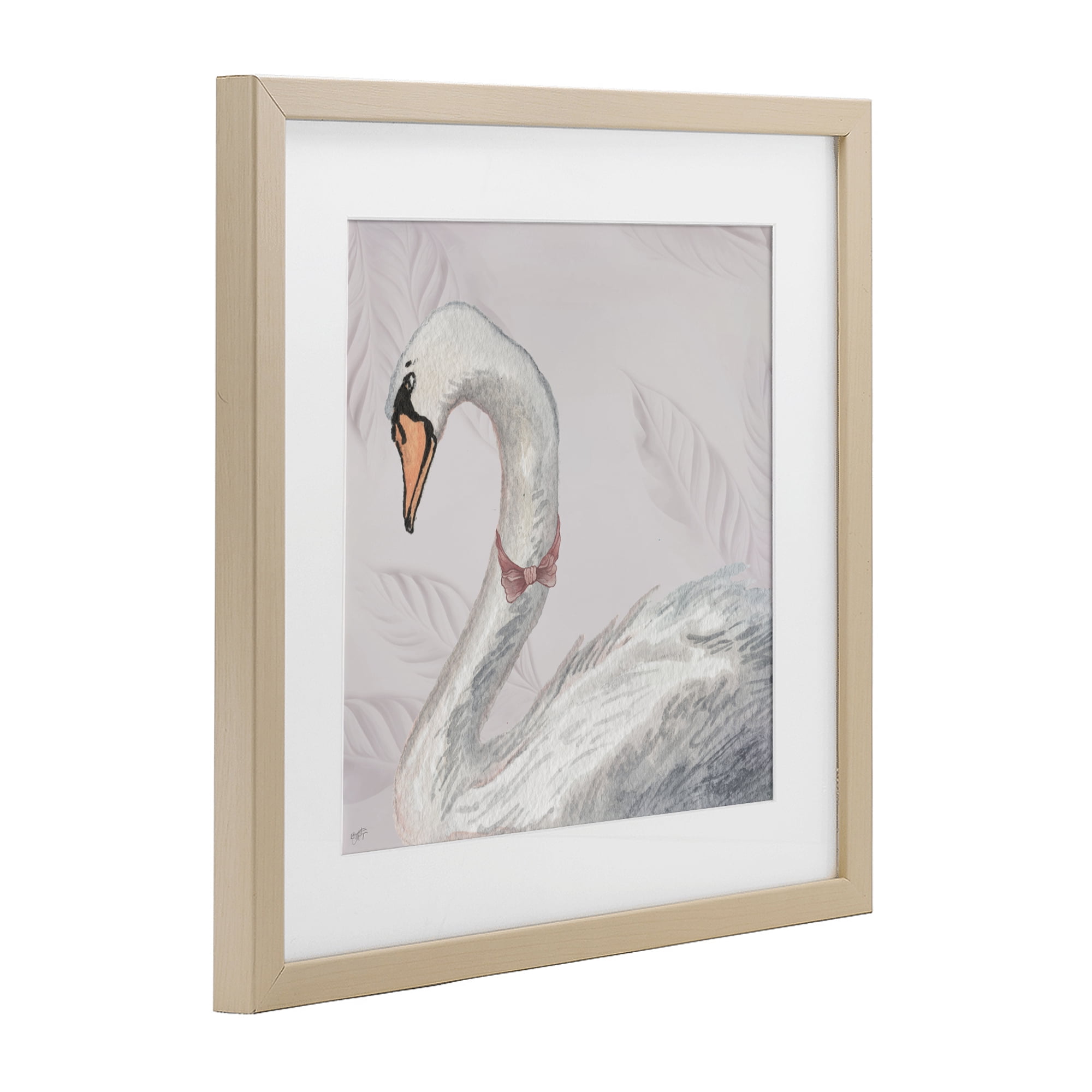 Stupell Industries Soft Classic Swan & Bow Birch Framed Print Under Glass, design by Elizabeth Medley