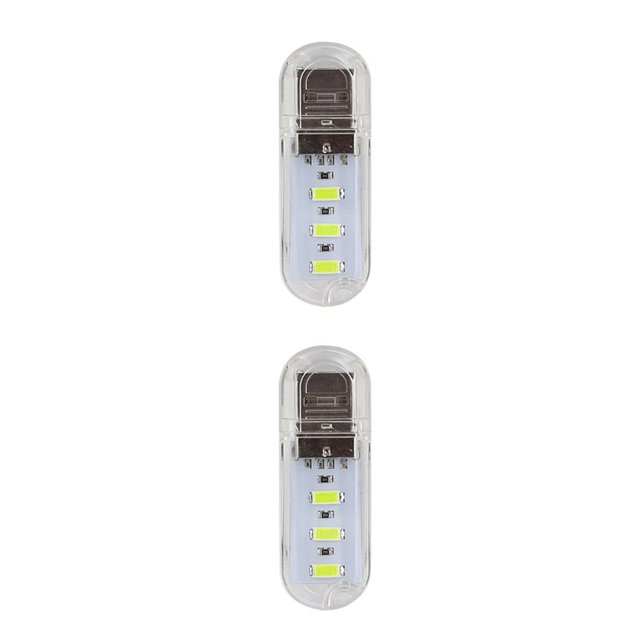 Tholdsy Luz nocturna 3 LED 3-5V 500mA 200LM 3000K/7000K Casa Computadoras portátiles Banco de energía Adaptador de carga Lámpara de Blanco 2piezas