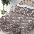 thumbnail image 3 of Ambesonne Nature Fitted & Flat Sheet with Shams 4 Pcs Set, Irregular Shapes Flora Plot, Calking, Pale Chocolate and Lavender, 3 of 5