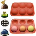 thumbnail image 2 of 2Pcs 6 Cups Silicone Cake Mold Chocolate Bombs Mould 2” Half Ball Sphere Baking, 2 of 7