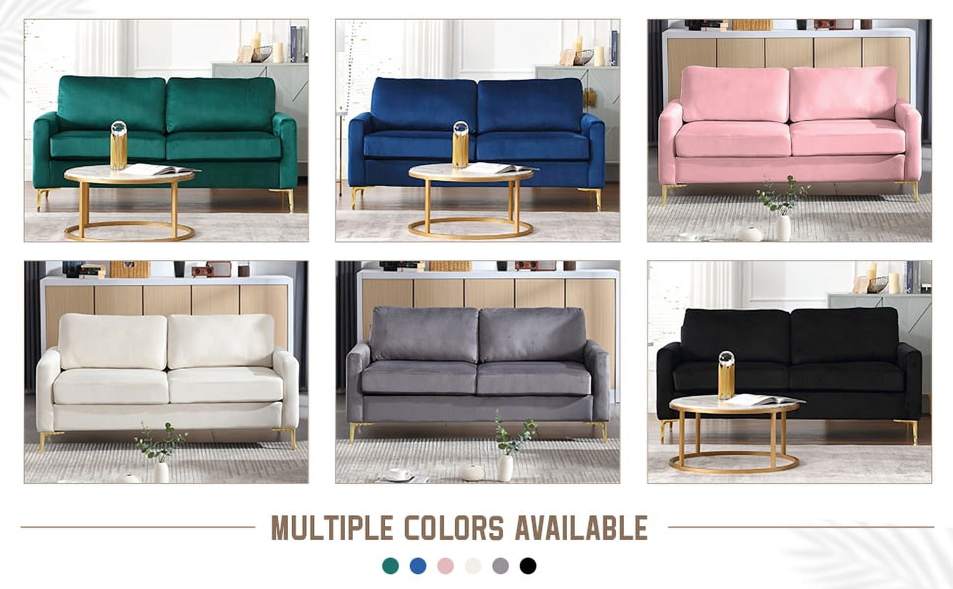 Lunale 65" Loveseat Sofa, Deep Seat Cloud Couch, Modern Velvet Living Room Sofa, Beige