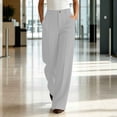 thumbnail image 6 of Htigea Women's Dress Pants Button High Waisted Work Trousers Solid Color Straight Leg Business Pant with Pockets Gray XXL, 6 of 7