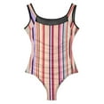 thumbnail image 3 of Retro Striped Swimsuit Colorful Print Female Swimwear One Piece Fashion Swimsuits Holiday Rave Push Up Sleeveless Bathing Suit, 3 of 7