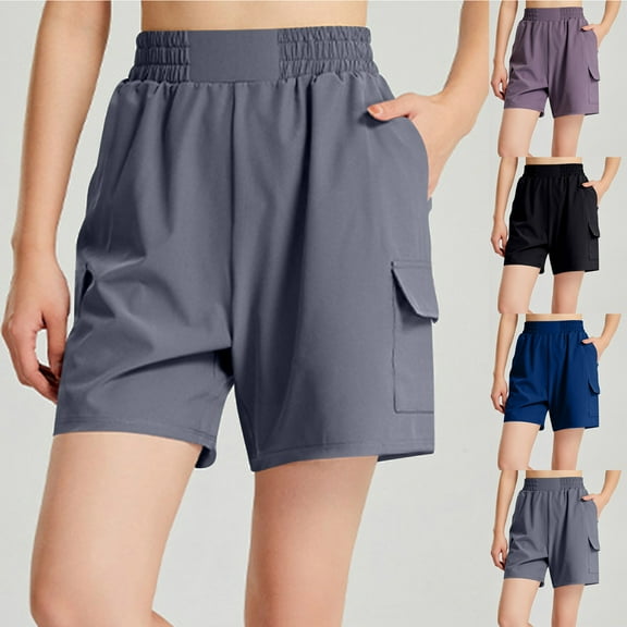 AGWOLF Cargo Shorts for Women 2025 Summer Casual Loose Fit Wide Leg Short Elastic High Waisted Going Out Shorts with Pocket