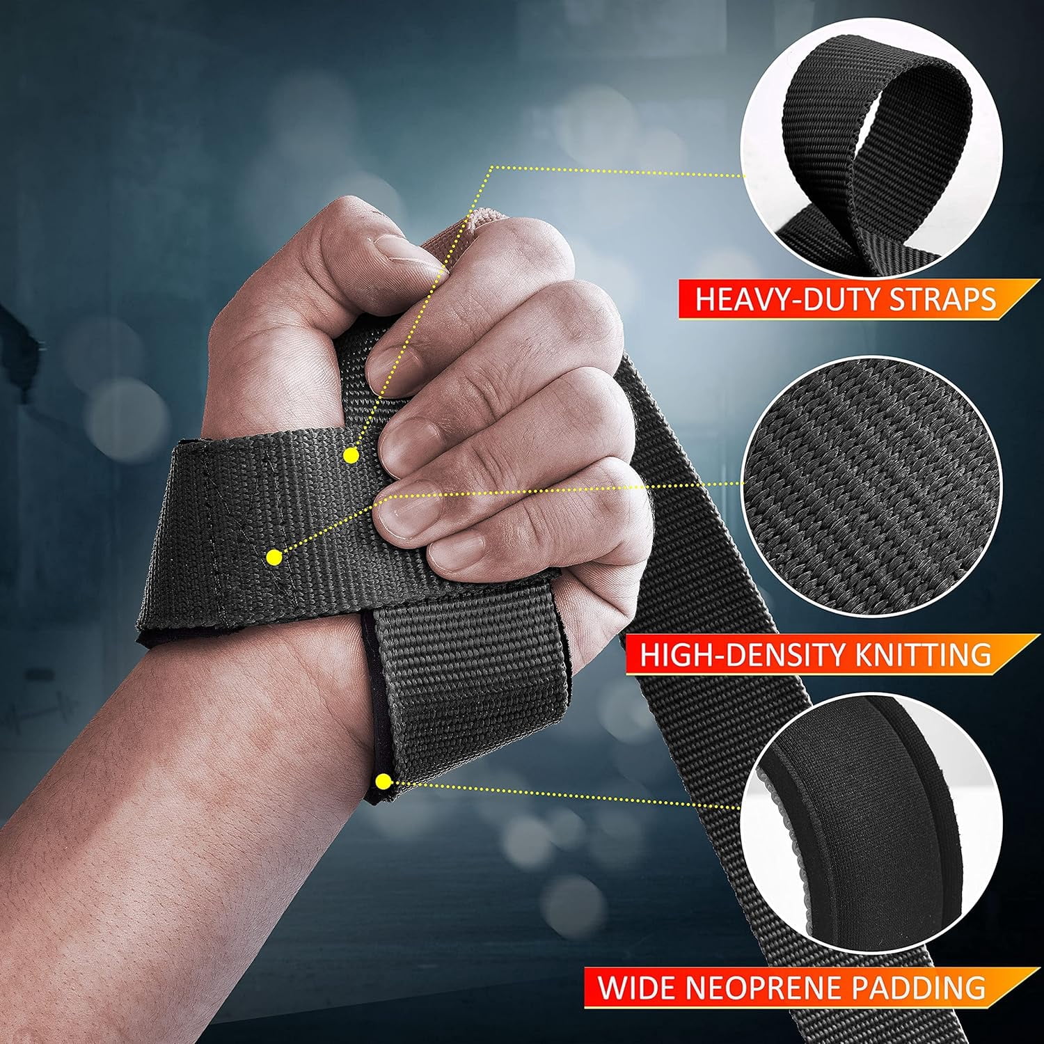 2 Sangles De Tirage Musculation Noires | Bandes Poignet Haltérophilie, CrossFit | Antidérapantes, Renforcement Musculaire