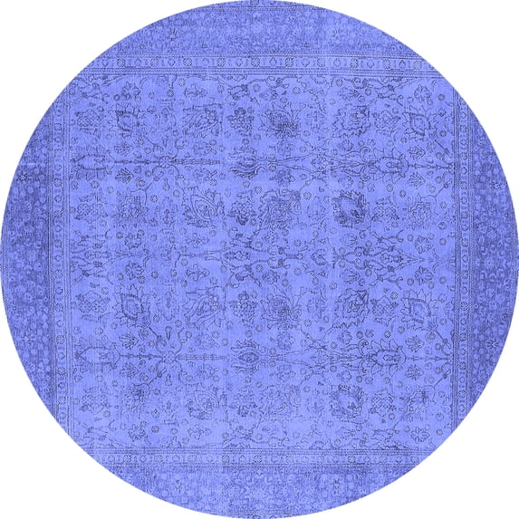 Ahgly Company Indoor Round Oriental Blue Industrial Area Rugs, 8' Round