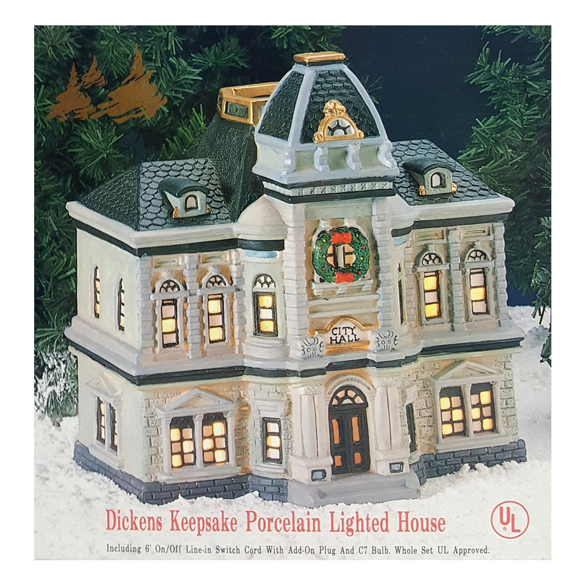 1990 Dickens Keepsake "City Hall" Porcelain Lighted House 9805896