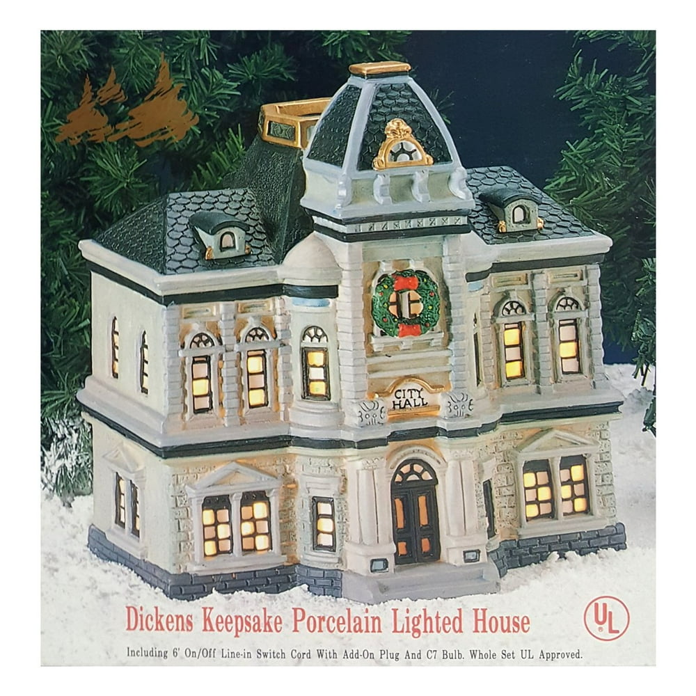 1990 Dickens Keepsake "City Hall" Porcelain Lighted House 9805896