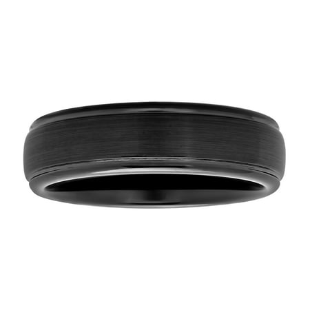 Men's Black IP Tungsten 6MM Domed Wedding Band - Mens Ring