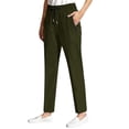 thumbnail image 3 of Inglocry Comfy Pants Elastic Drawstring Waist for Women Over 50,Stretch Active - Women's Ultra Stretch Ice Silk Comfort Casual Pants with Zipper Pocket Army Green XL, 3 of 8