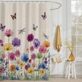 thumbnail image 3 of Shower Curtain Watercolor Flowers Butterfly Shower Curtains for Bathroom Decor, Waterproof Polyester Shower Curtain Set with Hooks, Small Stall Size 36" x 72" Spring Wildflower Linen, 3 of 9