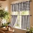 thumbnail image 5 of QualiVow 3-Piece Buffalo Check Kitchen Curtain Set, Farmhouse Gingham Valance and Tiers, Rod Pocket Window Decor, 5 of 7